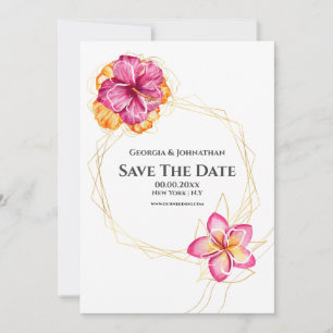 Minimalist watercolor floral Hawaiian tropical  Save The Date