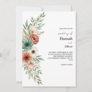 Minimalist Watercolor Floral Note Paper Background Invitation