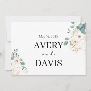 Minimalist Watercolor Floral Personalized Wedding  Invitation