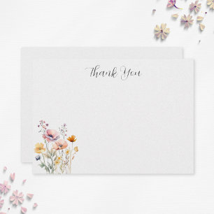 Minimalist Watercolor Floral Thank You Card
