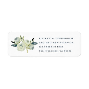 Minimalist Watercolor Floral Wedding Return Label
