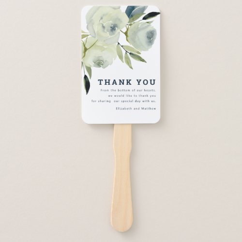 Minimalist Watercolor Floral Wedding  Thank You Hand Fan