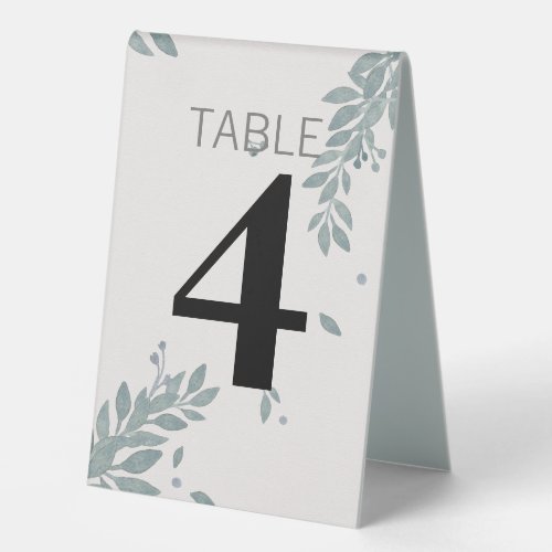 Minimalist Watercolor Foliage Custom 2Sided Number Table Tent Sign