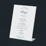 Minimalist watercolor greenery wedding menu pedestal sign<br><div class="desc">An elegant botanical design collection,  ideal for a chic and modern wedding. This delicate greenery watercolor stationery suite is both simple and classic. Fully customizable colors: you can easily change the color of the text and the background to your liking.</div>