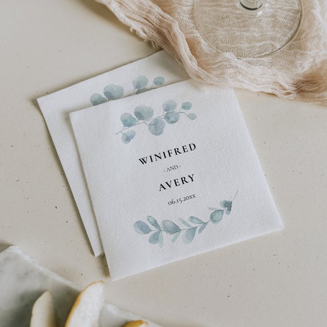 Minimalist watercolor greenery wedding napkins (Creator Uploaded)
