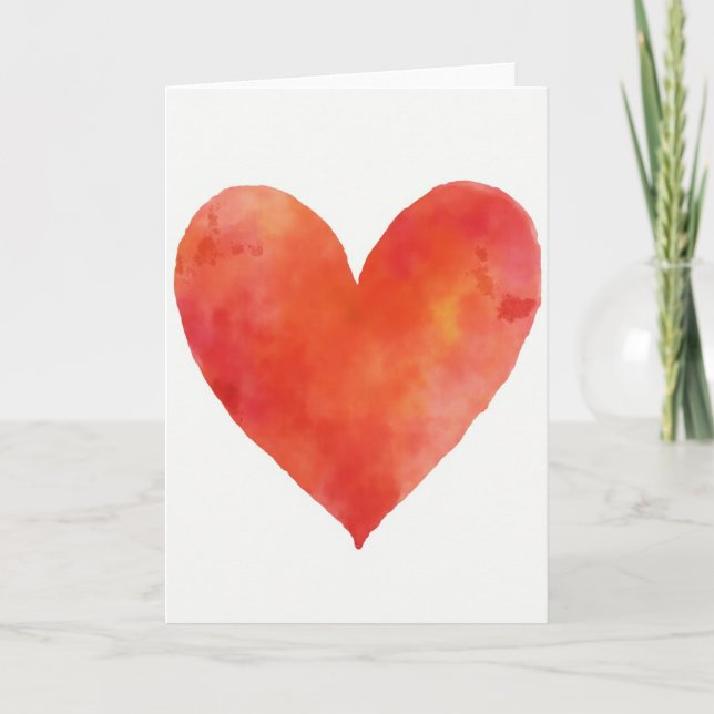 Minimalist Watercolor Heart Card (Front)