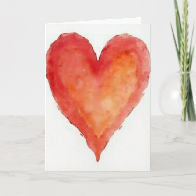 Minimalist Watercolor Heart Love Card (Front)