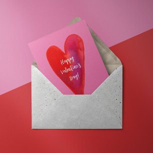 Minimalist watercolor heart valentine holiday card