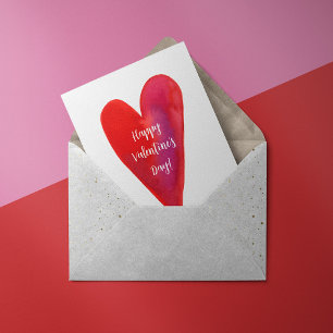 Minimalist watercolor heart valentine holiday card