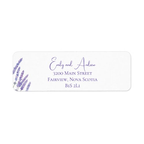 Minimalist Watercolor Lavender Flowers Wedding  Label