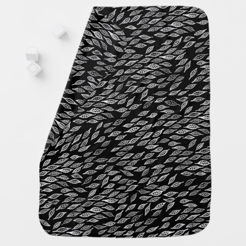 Minimalist Watercolor Leaf Feathers Pattern Baby Blanket