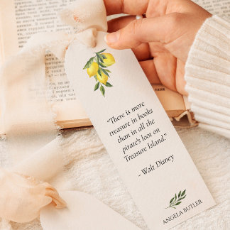 Minimalist Watercolor Lemon Branch Bookmarks
