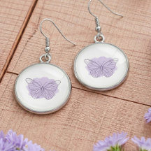 Minimalist Watercolor Line Art Butterfly Earrings