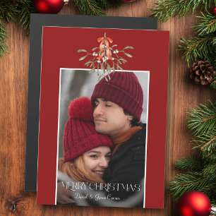 Minimalist Watercolor Mistletoe Christmas Photo