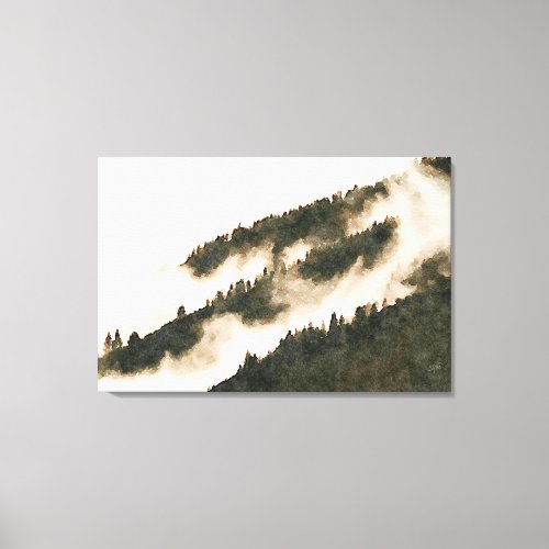 Minimalist Watercolor Misty Mountain Landscape  Canvas Print