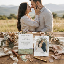 Minimalist Watercolor Mountain Arch Photo Wedding