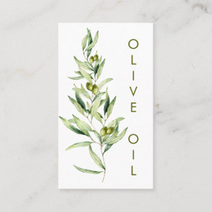 Minimalist Watercolor Olive Branch Olive Oil Business Card