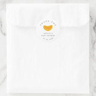 Minimalist Watercolor Orange Baby Shower Thank You Classic Round Sticker