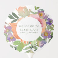 Minimalist Watercolor Orange Floral Bridal Shower Balloon