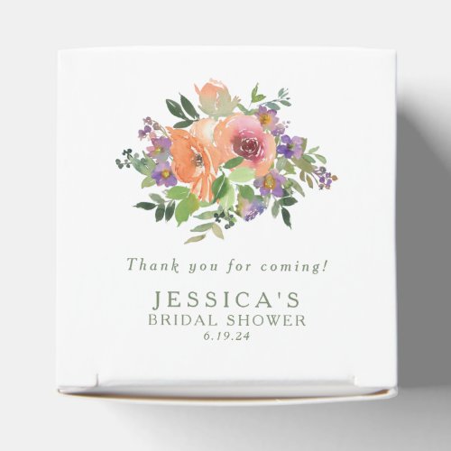 Minimalist Watercolor Orange Floral Bridal Shower Favor Boxes