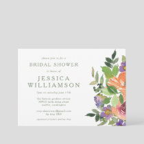 Minimalist Watercolor Orange Floral Bridal Shower Invitation