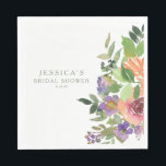 Minimalist Watercolor Orange Floral Bridal Shower Napkins<br><div class="desc">Custom Minimalist Watercolor Orange Floral Bridal Shower Napkins</div>