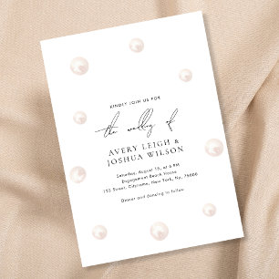 Minimalist Watercolor Pearls & Script Wedding Invitation
