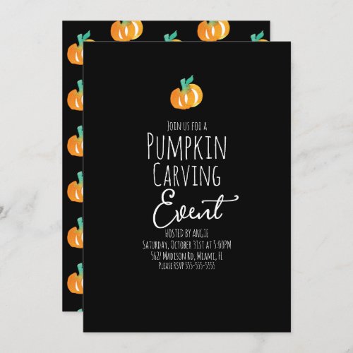Minimalist Watercolor Pumpkin Carving Party Event  Invitation