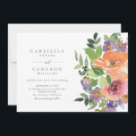 Minimalist Watercolor Purple Orange Floral Wedding Invitation<br><div class="desc">Minimalist Watercolor Purple Orange Floral Wedding Invitation</div>