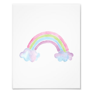 Minimalist Watercolor Rainbow Kids Nursery Decor Photo Print
