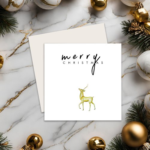 Minimalist Watercolor Reindeer Merry Christmas  Holiday Card