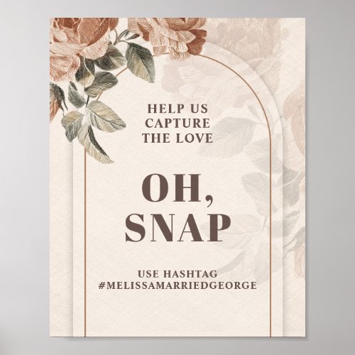 Minimalist watercolor roses earthy neutral oh snap poster