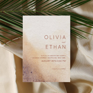 Minimalist Watercolor Rustic Wedding Invitation