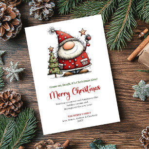 Minimalist Watercolor Santa Funny Holiday Greeting Card