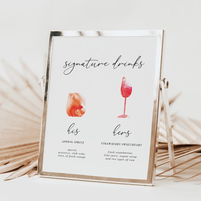 Minimalist Watercolor Signature Drinks Menu (Creator Uploaded)