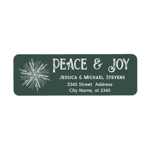 Minimalist watercolor snowflake peace & joy   label (Front)