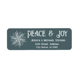 Minimalist watercolor snowflake peace & joy label