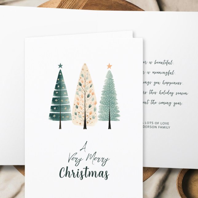 Minimalist Watercolor Tree Christmas Card (Creator Uploaded)
