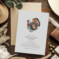 Minimalist Watercolor Turkey Thanksgiving Dinner