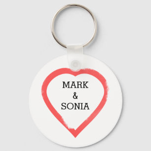 Minimalist Watercolor Wedding Heart Keychain