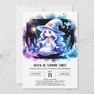 Minimalist Watercolor Wizard Birthday Invitation