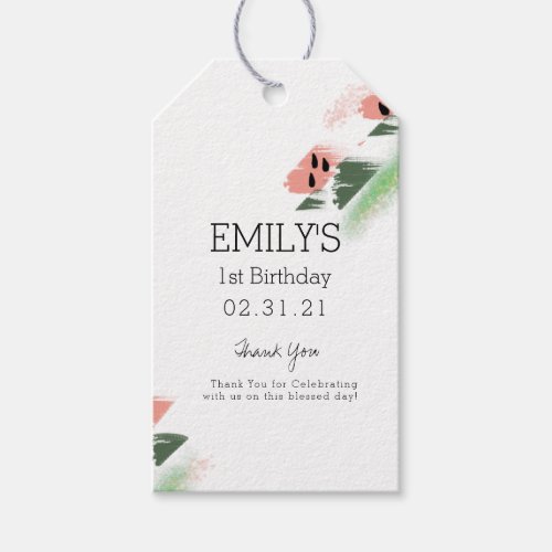 Minimalist Watermelon Birthday Abstract Painterly Gift Tags