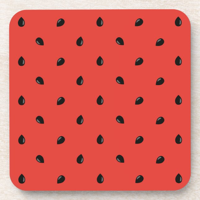 Minimalist Watermelon Seed Pattern Beverage Coaster (Front)