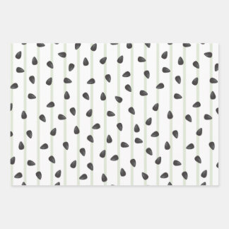 Minimalist Watermelon Seeds and Stripes Summer Wra Wrapping Paper Sheets