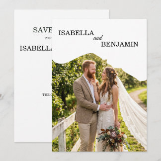 Minimalist Wave Border Photo Wedding Save the Date