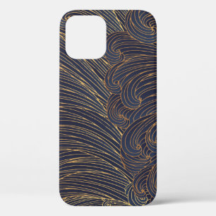 Minimalist waves, mountain line art. iPhone 12 case