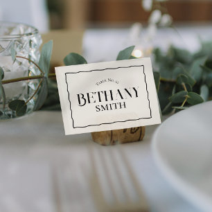 Minimalist Wavy Edge Modern Serif Wedding Place Card
