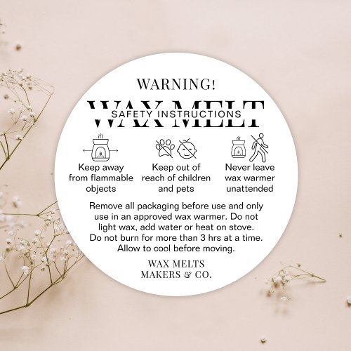 Minimalist Wax Melts Warning Label Modern Black