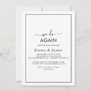 Minimalist "We Do Again" Vow Renewal Invitation