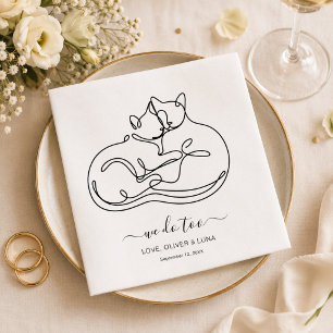 Minimalist We Do Too Personalized Pet Cats Wedding Napkins